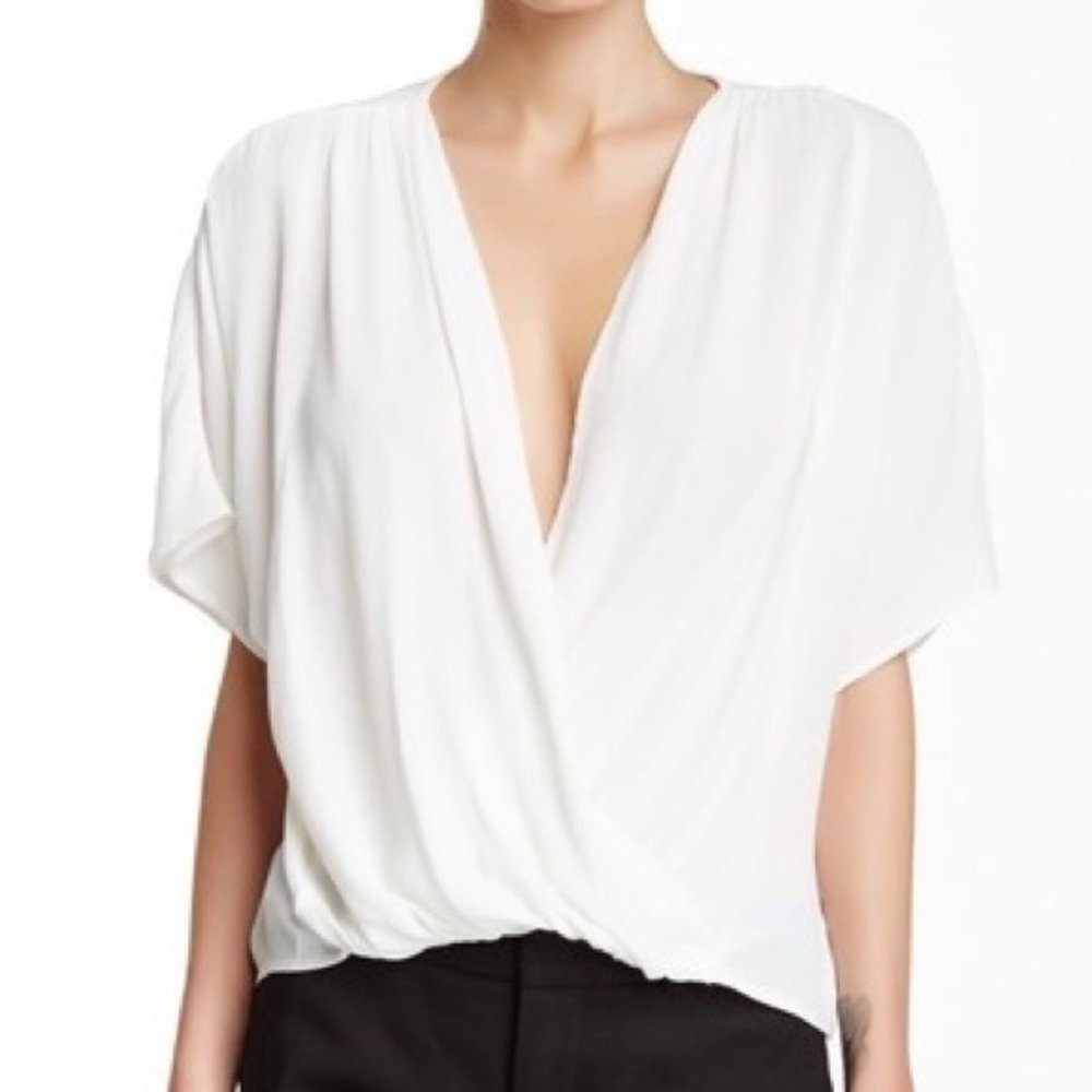 Lovers + Friends Faux Wrap Drapey Blouse Top Shirt